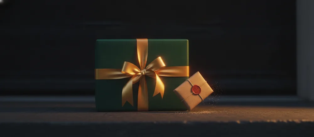 Verpacktes Geschenk und Paket — sofort lieferbar