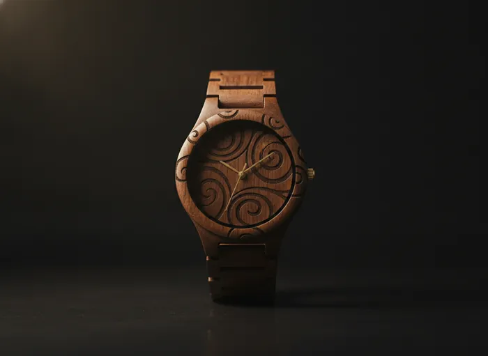 Gravierte Holzuhr / Armband